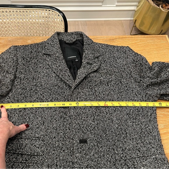 Wool Overcoat J Lindeberg Wolger CL Rock Tweed Top Coat with Leather Accents - Picture 8 of 16